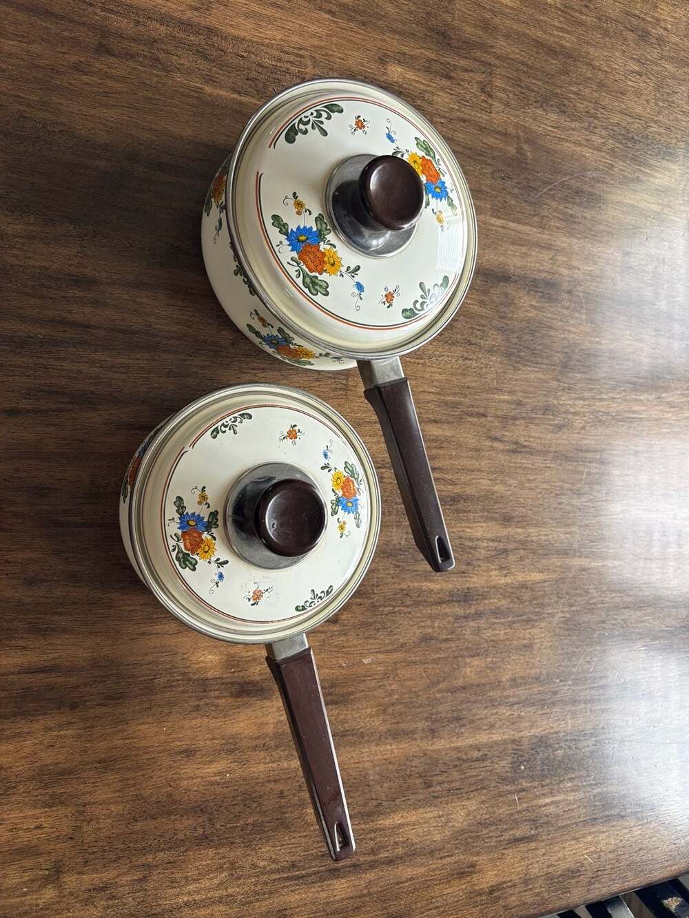 Villeroy & Boch Alt Amsterdam Enamel Floral Cookware Pots Set Of 2 With Lids